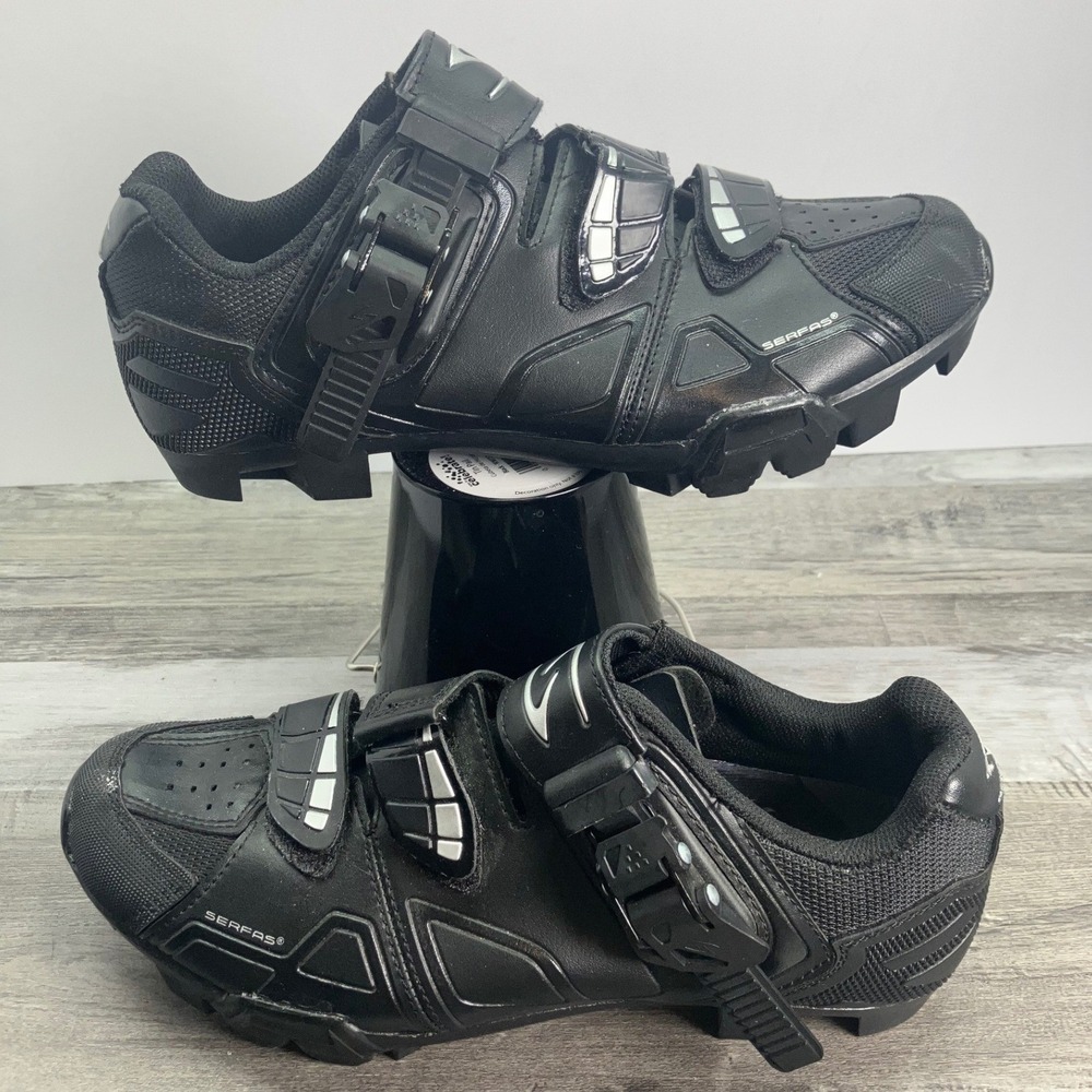 Serfas Black Mountain Bike Cycling Shoes Mens 7 Womens 8.5 EUR 38 SPD Cleats